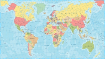  Magnetická mapa sveta, politická, farebná