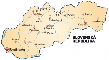  Magnetická mapa Slovenska, politická, s popisom