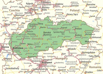  Magnetická mapa Slovenska, cesty, farebná