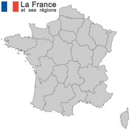  Magnetická mapa Francúzska, ilustrovaná, šedá