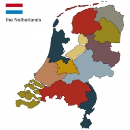  Magnetická mapa Holandska, ilustrovaná, farebná