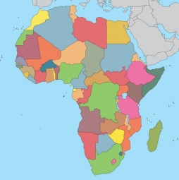  Magnetická mapa Afriky, administratívna, farebná