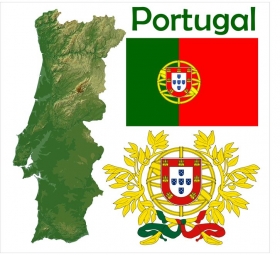  Magnetická mapa Portugalska, geografická, reliéfna