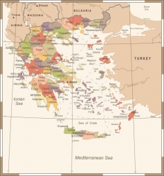  Magnetická mapa Grécka, detailná, farebná