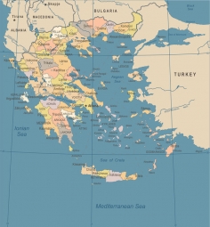  Magnetická mapa Grécka, detailná, farebná