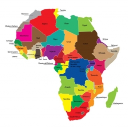  Magnetická mapa Afriky, ilustrovaná, farebná