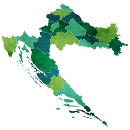  Magnetická mapa Chorvátska, ilustrovaná, zelená