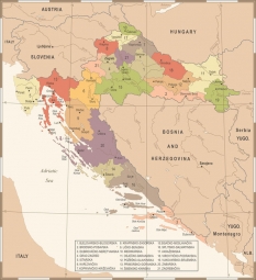  Magnetická mapa Chorvátska, vintage, farebná