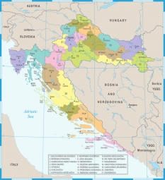  Magnetická mapa Chorvátska, ilustrovaná, farebná