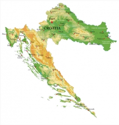  Magnetická mapa Chorvátska, geografická, farebná
