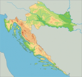  Magnetická mapa Chorvátska, geografická, farebná