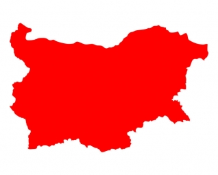  Magnetická mapa Bulharska, ilustrovaná, červená