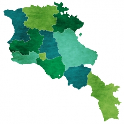  Magnetická mapa Arménska, ilustrovaná, zelená