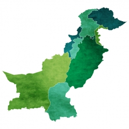  Magnetická mapa Pakistanu, ilustrovaná, zelená