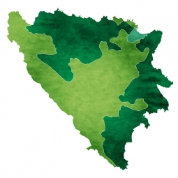  Magnetická mapa Bosny a Hercegoviny, ilustrovaná, zelená