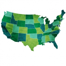 Magnetická mapa Spojených štátov Amerických, ilustrovaná, zelená