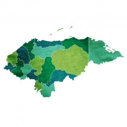  Magnetická mapa Hondurasu, ilustrovaná, zeleno-modrá