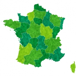  Magnetická mapa Francúzska, ilustrovaná, zeleno-žltá