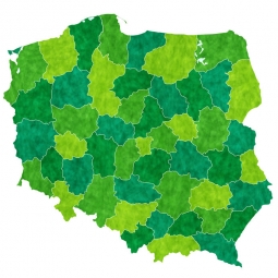  Magnetická mapa Poľska, ilustrovaná, zeleno-žltá
