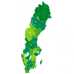  Magnetická mapa Švédska, ilustrovaná, zeleno-žltá