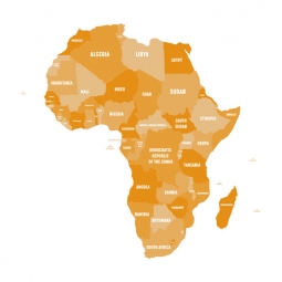  Magnetická mapa Afriky, ilustrovaná, oranžová