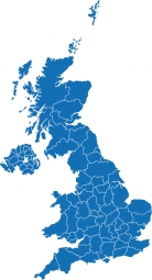  Magnetická mapa Veľkej Británie, ilustrovaná, modrá