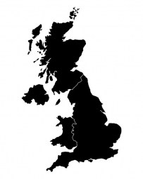  Magnetická mapa Veľkej Británie, ilustrovaná, čierna