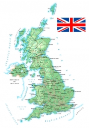  Magnetická mapa Veľkej Británie, detailná, farebná