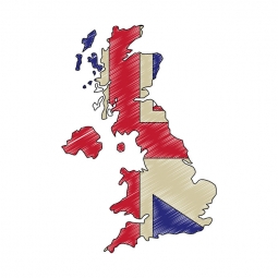  Magnetická mapa Veľkej Británie, ilustrovaná, farebná