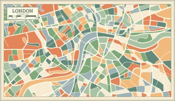  Magnetická mapa Londýna, abstrakt, farebná