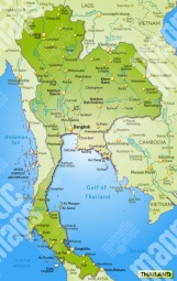  Magnetická mapa Thajska, ilustrovaná, zelená