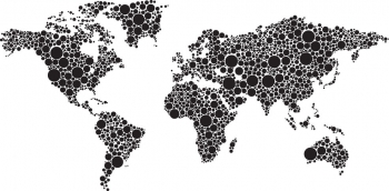  Magnetická mapa sveta, ilustrovaná, čierna