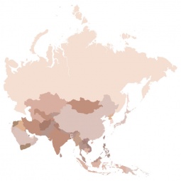  Magnetická mapa Ázie, ilustrovaná, béžová