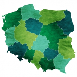  Magnetická mapa Poľska, ilustrovaná, zelená