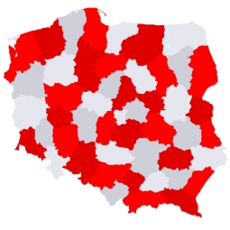  Magnetická mapa Poľska, ilustrovaná, červeno-biela