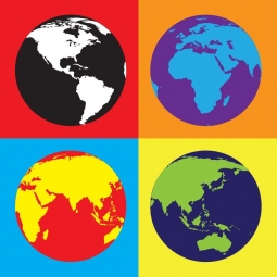  Magnetická mapa sveta, ilustrovaná, farebná