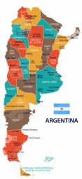  Magnetická mapa Argentíny, ilustrovaná, farebná