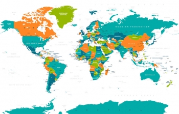  Magnetická mapa sveta, ilustrovaná, farebná