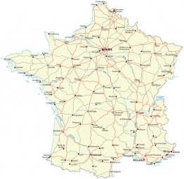  Magnetická mapa Francúzska, ilustrovaná, farebná