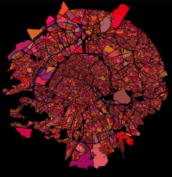  Magnetická mapa Paríža, ilustrovaná, farebná