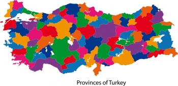  Magnetická mapa turecka, administratívna, farebná