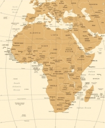  Magnetická mapa Afriky, vintage, hnedá