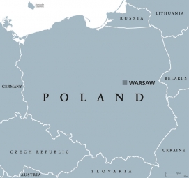  Magnetická mapa Poľska, ilustrovaná, šedá