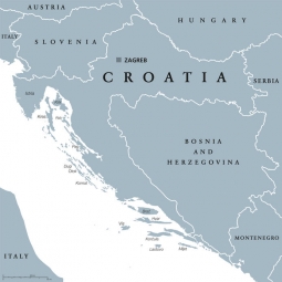  Magnetická mapa Chorvátska, ilustrovaná, šedá