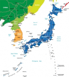  Magnetická mapa Japonska, ilustrovaná, farebná