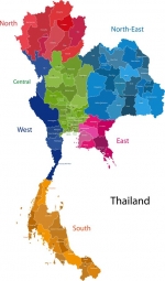  Magnetická mapa Thajska, ilustrovaná, farebná