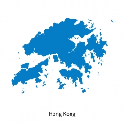  Magnetická mapa Hongkongu, ilustrovaná, modrá