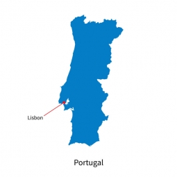  Magnetická mapa Portugalska, ilustrovaná, modrá