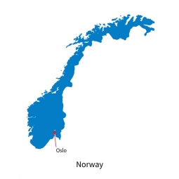  Magnetická mapa Nórska, ilustrovaná, modrá