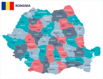  Magnetická mapa Rumunska, ilustrovaná, farebná